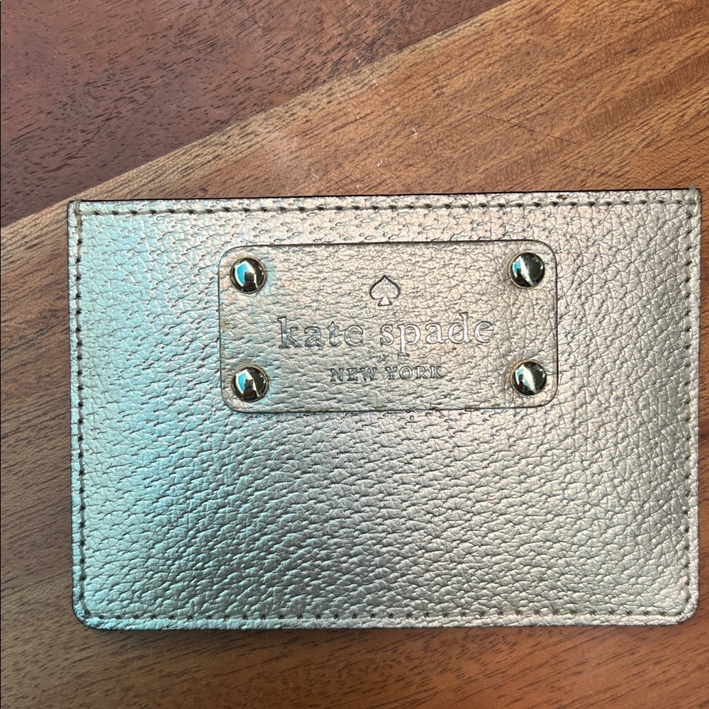 Kate Spade Metallic Gold/Gold Leather Card Case/Mini-Billfold - Picture 1 of 3